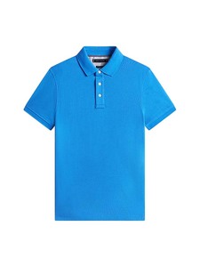 เสื้อโปโลผู้ชายสีน้ำเงินล้วน แขนสั้น ผ้าฝ้ายปิเก้ ทรงลำลอง กระดุมติด ดีไซน์ผ้าถัก - Product Image 2