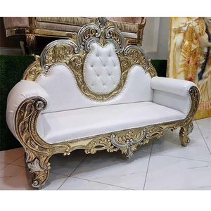 Luxury Loveseat Wedding High Back Throne <b>Sofa</b> Luxury White Velvet Loveseat With <b>Gold</b> Carved Frame Wedding Decoration <b>Sofa</b> High - Product Image 1