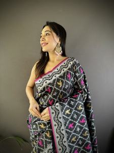 Saree indien en soie traditionnelle de haute qualité pour les fêtes de mariage 65 \ "Vente en gros pour femmes adultes - Product Image 5