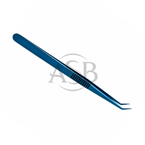 Pince à épiler pour extensions de cils en acier inoxydable bleu, manche long, isolation, impression de logo personnalisée, applicateur pour extensions de cils - Product Image 1