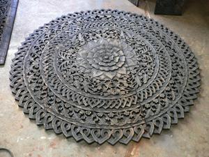 Panneaux muraux ronds gravés en teck de 1,5 m, 100 % faits à la main, haute résistance, écologiques, décoration thaïlandaise classique DIY - Product Image 5