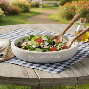 Bol de service en marbre naturel fait main, écologique, de luxe, pour les fêtes et la décoration de la maison, bol de service durable pour les aliments - Product Image 5