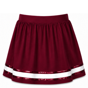 Jupe de cheerleading bordeaux plissée, jupe d'uniforme athlétique avec bordure rayée, tenue de performance d'équipe, vêtements de sport personnalisés - Product Image 4