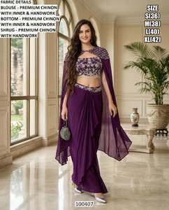 Gulshan Noir - Traje Tradicional Largo para Mujer, de Secado Rápido, para Fiestas de Diwali y Bodas - Product Image 2