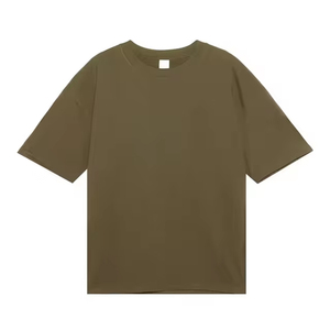 T-shirt pour homme, vert olive, uni, manches courtes, col rond, coupe classique, jersey décontracté, 100% coton, design simple - Product Image 5
