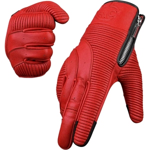 Gants de moto en cuir véritable ciré de qualité supérieure avec doublure intérieure chaude et rembourrage en mousse pour éviter les blessures - Product Image 1