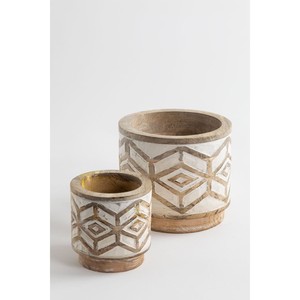 Handcrafted Ceramic Planters Natural Cream - Wholesale Decorative <b>Pots</b> India - Product Image 2