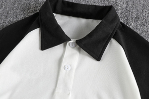 Men's Short Sleeve Color Blocked <b>Polo</b> Shirt Regular Fit Casual <b>White</b> With Brown Sleeves And Collar Oxford Fabric - Product Image 4