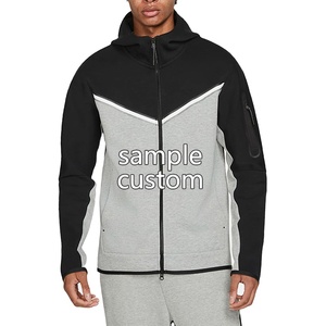 Survêtements de sport unisexe de qualité supérieure personnalisés de haute qualité ensemble de sweats à capuche en coton patchwork tricoté pour hommes Style décontracté pour la saison de printemps - Product Image 1