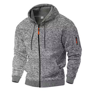 Veste à capuche zippée en molleton épais 100 % coton pour homme, multi-poches, anti-boulochage, idéale pour le sport et l'automne – Vente en gros - Product Image 4