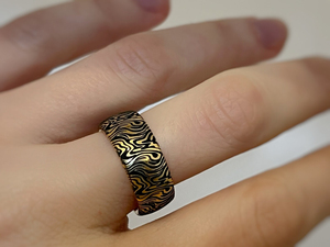 Custom Size Polished Finish Damascus <b>Rings</b> Modern Style Pattern Steel Damascus <b>Rings</b> Matte Finish Elegant Damascus <b>Rings</b> - Product Image 3