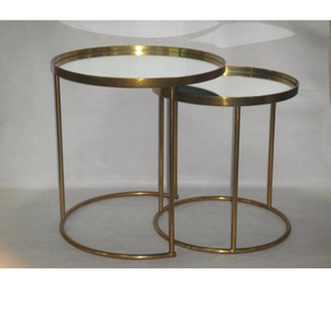 Modern Round Coffee <b>Table</b> with <b>Mirror</b> Top and Metal Frame Living Room Furniture Decorative Accent <b>Table</b> - Product Image 1