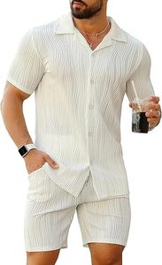 Men Summer <b>Knitted</b> Embroidered 100% Cotton Quick Dry Short Sleeve Custom Logo Joggers Suits <b>Set</b> Shirt and Short <b>Set</b> - Product Image 1