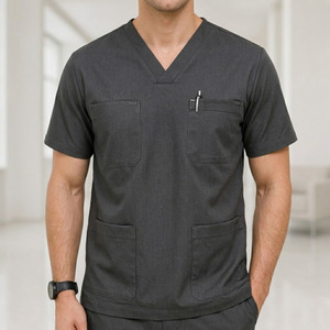 Ensemble d'uniformes médicaux unisexes respirants à col en V en polyester, viscose et élasthanne, résistants aux plis, pour le travail - Product Image 3
