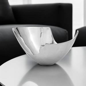 Bol décoratif moderne en aluminium argenté, style abstrait, pour fruits, centre de table, décoration esthétique pour la maison et le bureau - Product Image 4