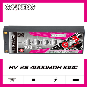 Batterie LiPo RC GNB GAONENG haute tension 4000 mAh 2S 7,6 V 100C pour voiture de course, connecteurs bullet 5,0 mm, échelle 1:10 - Product Image 2