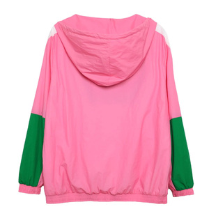 <b>Mens</b> Pink <b>Green</b> Colorblock Anorak Pullover <b>Jacket</b> Quarter Zip Hooded Windbreaker <b>Waterproof</b> Nylon Outdoor Apparel OEM Service - Product Image 2