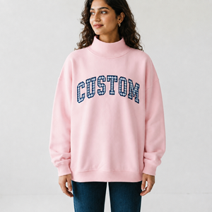 Sudadera Oversize de Cuello Alto para Mujer, de Algodón Afelpado, Hombros Caídos, Manga Larga, Puños Acanalados, Cortavientos Frontal, OEM ODM al por Mayor - Product Image 1