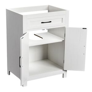 Mobile bagno con lavabo, ante a doppia anta in truciolato melaminico bianco lavato, ripiani interni a U, 61x47x85cm - Product Image 3