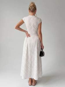 <span class=keywords><strong>Robe</strong></span> Midi Plissée à Pois Vintage 2026 pour Femme – Luxe, Élégance et Polyvalence pour le Printemps, les Soirées et les Tenues Décontractées - Product Image 3