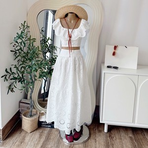 Conjunto de Dos Piezas de Algodón de Alta Calidad con Ojales para Mujer, Ropa de Verano para Vacaciones y Resort - Product Image 1