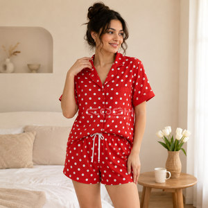 Pyjama de luxe amincissant pour femmes Cosh International Delta Sigma Sorority, ensemble décontracté en satin couleur unie, imprimé à pois, élégant pour filles - Product Image 3