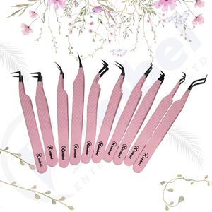 Pince à épiler professionnelle en acier inoxydable de marque privée pince à épiler d'extension de cils à pointe en fibre noire - Product Image 5