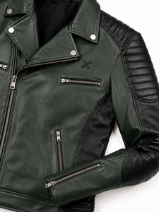 Blouson de moto classique en cuir unisexe |   Vert foncé, rouge, brun |   Fabricant OEM ODM |   Qualité de conception haut de gamme |   Vêtements de course | - Product Image 4