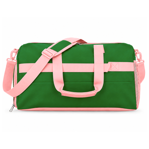 Alfa |   Kapa |   Bolsa de Deporte de Gran Capacidad Alpha Sorority Verde Rosa, Bolsa de Viaje de Fin de Semana con Compartimento para Zapatos - Product Image 3