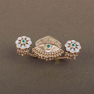Varnika Antique Designer Rose Gold Plated Vintage Gemstone Band Ring - Product Image 2