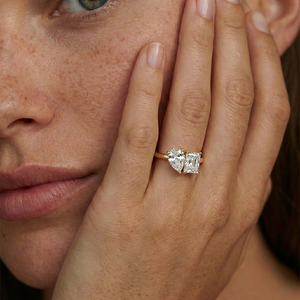 Anillo de Diamante Ligero de 14KT/10KT, 1.13Ct, Diamante Cultivado en Laboratorio, Corte Pera Esmeralda Brillante, Estilo Único, Anillo de Compromiso/Boda - Product Image 6