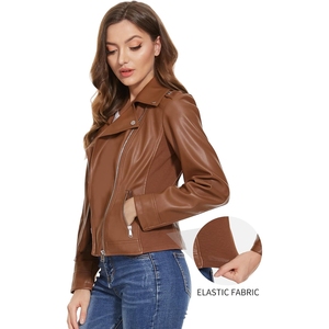 Vêtements d'hiver, veste en cuir respirante et coupe-vent pour femmes, couleur marron, best-seller, logo personnalisé, prix de gros d'usine - Product Image 5
