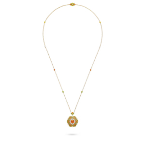 Flower Pendant Necklace 18K Gold Plated Zircon Stone Luxury Women's <b>Snake</b> <b>Chain</b> Party Jewelry - Product Image 2