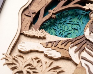 Premium Handmade 5-Layer Wood Veneer Tiger <b>Wall</b> Art | 3D Laser Cut Wooden Animal Frame | Modern Multifunctional <b>Wall</b> <b>Mounted</b> - Product Image 3