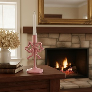 Pink <b>Bow</b> Candle Stand Cute Decorative Candle <b>Holder</b> Perfect For Girls Party Decor Birthday Celebrations And Room Styling - Product Image 2