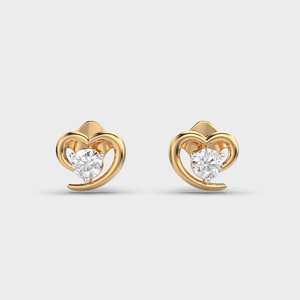 Boucles d'oreilles clous en diamant de laboratoire en forme de cœur, or rose/blanc/jaune 14 carats, sertissage griffe, 0,2 ct, certifiées IGI, cadeau d'anniversaire ou de fête - Product Image 1