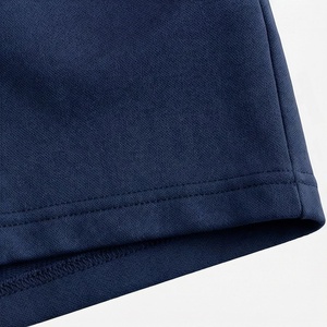 Ensemble 2 pièces en coton tricoté pour femme, haut à col rond et manches courtes, short au-dessus du genou, bleu marine uni, décontracté, printemps-été - Product Image 6