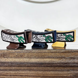2026 Elegant OEM Hand Tooled Genuine Cowhide Leather Hair <b>Clip</b> Floral Tooled Cactus Design Barrette Cowgirl Boho Hair Accessory - Product Image 5