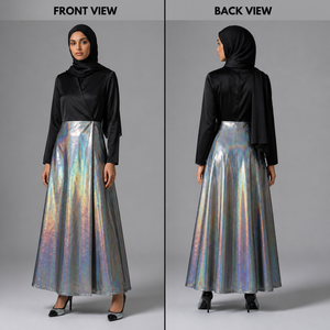 Vestido Abaya de Lujo con Paneles Metálicos para Mujer, Ropa Islámica Modesta |   Estilo Dubái de Manga Larga |   Ropa de Moda para Exportación OEM de la India - Product Image 2
