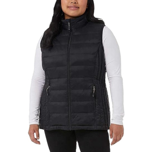 Puffy Vest Women <b>Zip</b>-<b>Up</b> Sleeveless Waterproof Canvas Solid Lightweight Padded <b>Cropped</b> Puffer Quilted Winter Warm Coat Jacket - Product Image 2