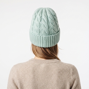 Bonnet d'hiver en tricot vert menthe personnalisé, unisexe, en laine et acrylique, épais, chaud, doux, pour le ski en plein air - Product Image 6