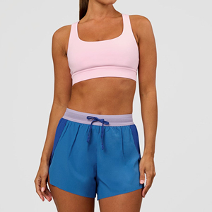 Soutien-gorge de sport rose à col carré avec bande large et dos nageur pour le yoga et l'entraînement physique - Product Image 3