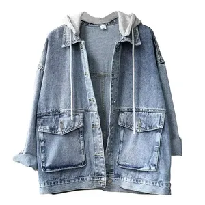 Veste en jean en toile pour homme, nouvelle collection, très tendance, décontractée, classique, avec capuche et logo frontal, élastique - Product Image 6
