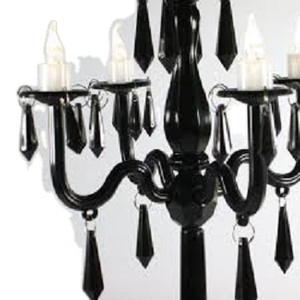 Chandelier noir suspendu, chandelier en cristal noir suspendu, fait à la main - Product Image 1