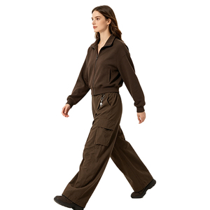 Breathable Side Seam Plaid Wide Trousers Men Casual Street Uniform High Density Woven Cotton Pleat <b>Pants</b> - Product Image 5