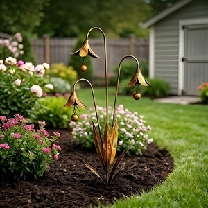 Piquet de jardin en métal rustique fait main, léger, décoratif, sculpture florale extérieure pour pelouse, jardin, patio, cour, aménagement paysager - Product Image 4