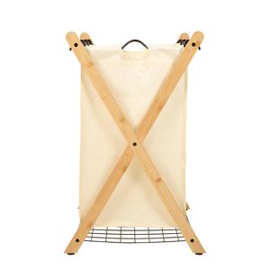 Panier à linge pliable Oceanstar X-Frame en bambou, 3 compartiments, blanc - Product Image 3