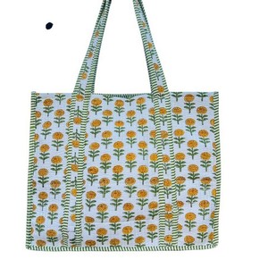 Floral Print Cotton Tote Bag Women Casual Bohemian Style Reusable <b>Handbag</b> Open Top Two Handles Daily Use - Product Image 4