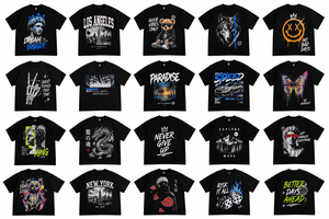 Men's Knitted Cotton Graphic T-Shirt Short Sleeve Hip Hop Streetwear Casual V-neck Loose Fit with Pattern Printed Design - Product Image 2
