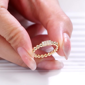 IGI GIA Certified 18K Yellow baguette Cut Gold Lab Grown Diamond Pinky <b>Ring</b> Fashion Design Synthetic Diamond <b>Ring</b> - Product Image 2